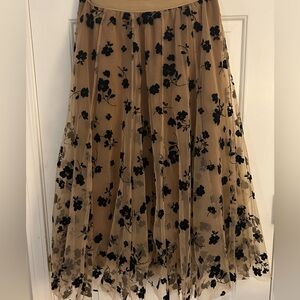 Chicwish Black Floral A-Line Skirt